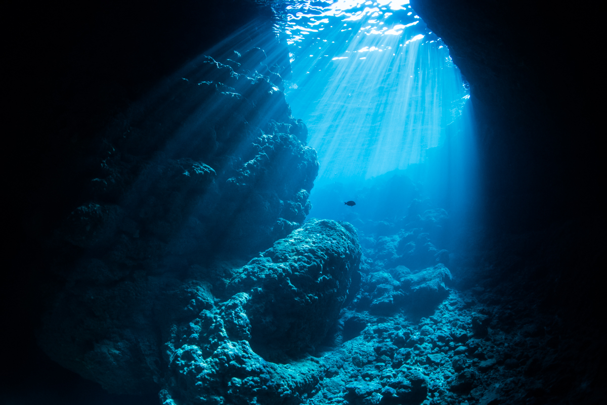 青の洞窟 幻想的な光の差し込み | 水中写真撮影 空 良太郎