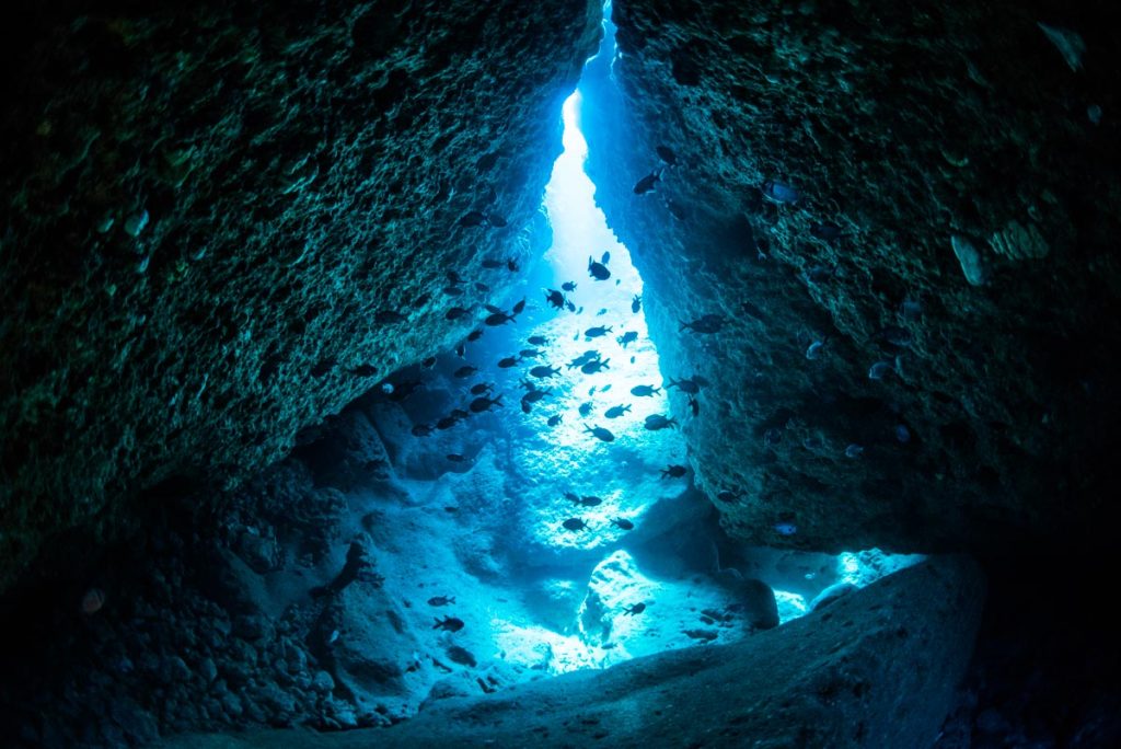 コウリ残波の幻想的な水中洞窟